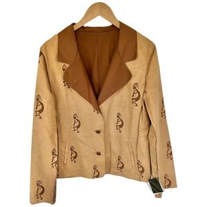 Montanaco Faux Suede Tribal Reversible Jacket Cognac Size Medium